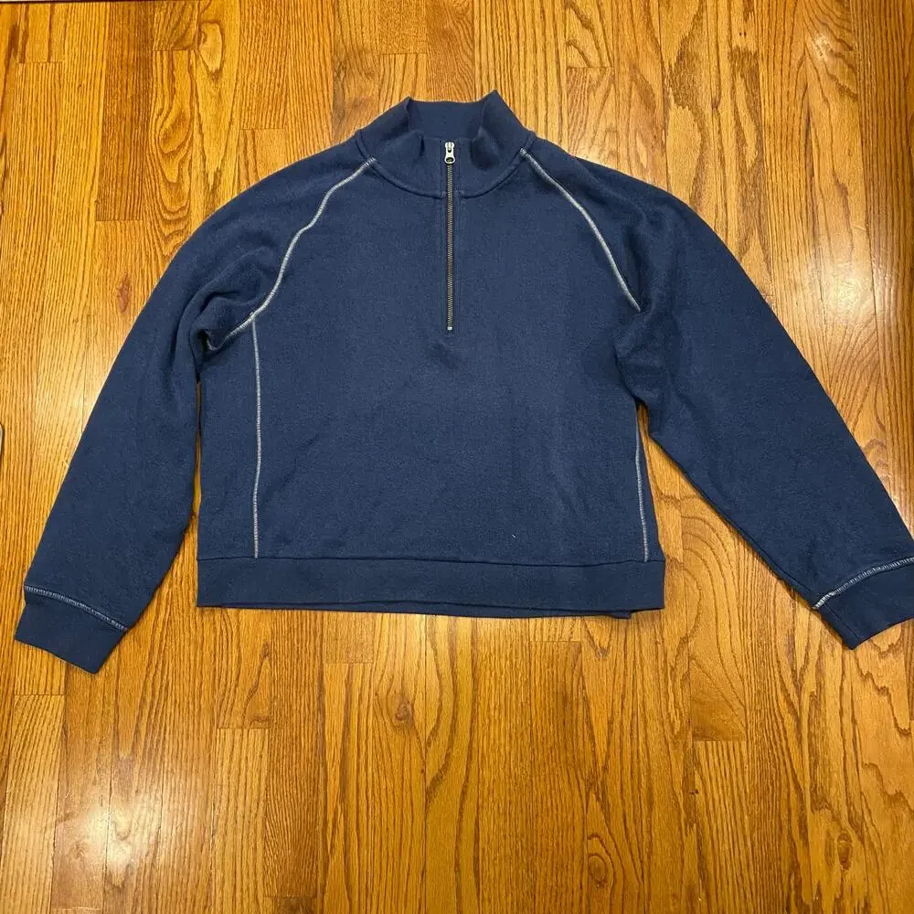 L.L. Bean 1/4 Zip‎ Pullover Sweater Jacket Traditional Fit Blue Large
